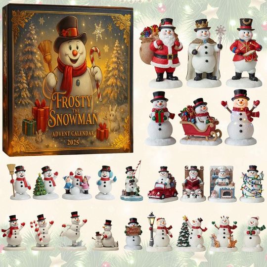 Snowman Advent Calendar 2025, 24-Day Christmas Countdown Gift Box, Cute Snowman Figurines Set, Holiday Surprise for Kids & Families
