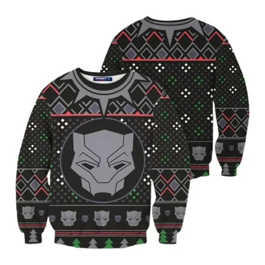 Black Panther Mask Wakanda Marvel Christmas Ugly Christmas Sweater