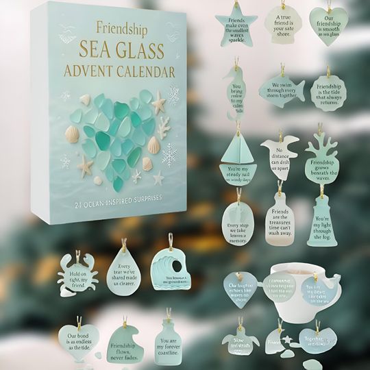 Discover Sea Glass Advent Calendar for Friends, Coastal Christmas Countdown 2025, 24 Beach-Inspired Surprises, Gift for Sea Glass Lovers