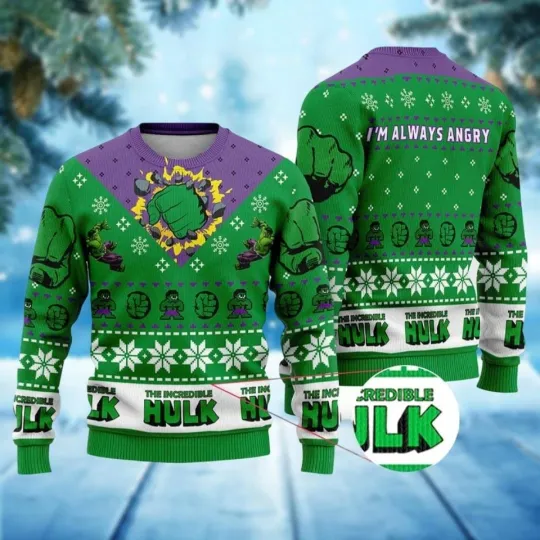 Discover Christmas The Incredible Hulk Ugly Sweater, Superhero Xmas Sweater, Marvel Hulk