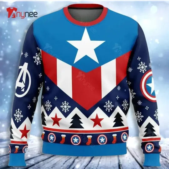 Captain America Costume Marvel Ugly Christmas Sweater- Xmas Gifts 2025