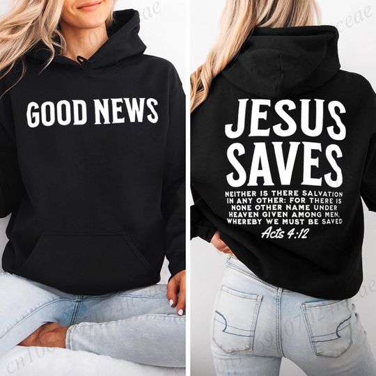 Discover Women's Casual Hoodie Sweatshirt Aesthetic Jesus Saves Print Sportwear Good News Jesus Saves Hoodie Christian Bible Verse Shirts