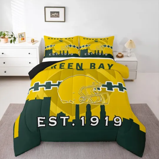 Discover Football Bedding Set Queen for Football Fan,Football Comforter Set for Boys,F...