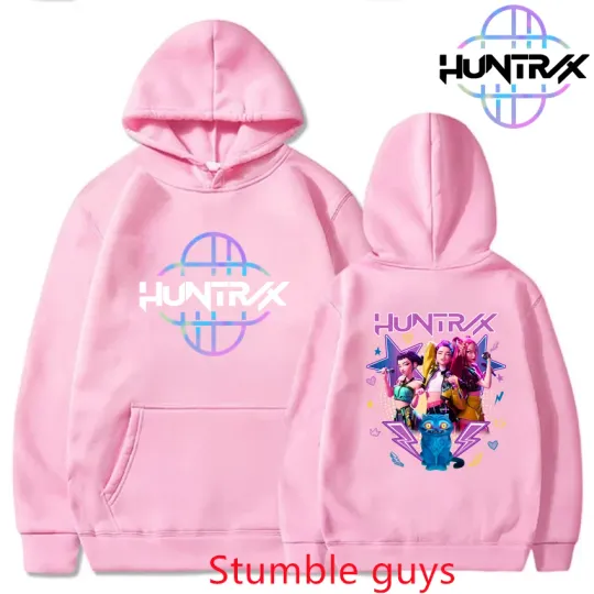 Discover Men New Kpop Demon Hunters Warm Hoodie Fleece Cartoon Anime Fall Winter Fashion Sportswear