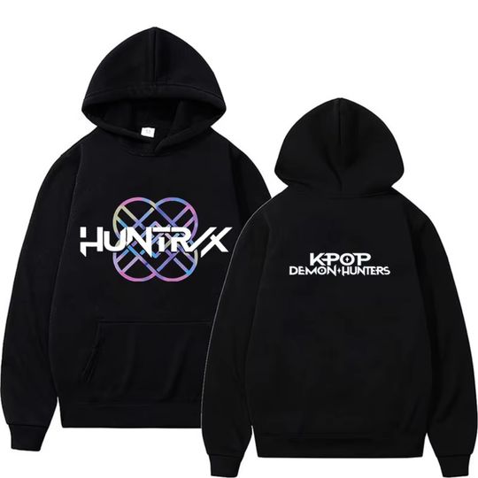KPop Demon Hunters Huntrix Letter Hoodie Men's Women Clothing Loose Fleece Sweatshirts Pullovers Graphic Fans Hoodies Male Tops