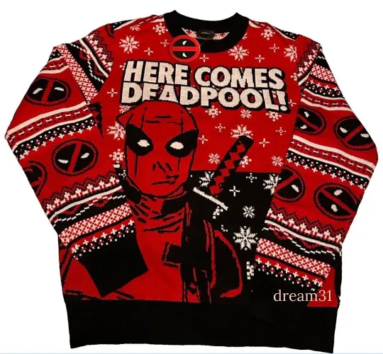 Discover BNWT Marvel Deadpool Christmas Holiday Ugly Sweater