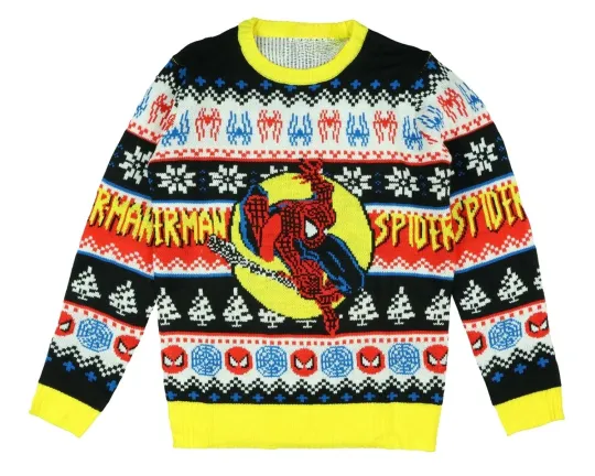 Discover Marvel Men_s Spider-Man Spidey Jump Ugly Christmas Pullover Sweater