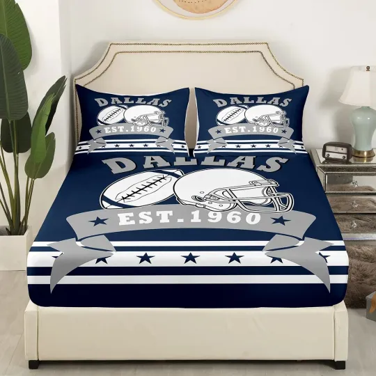 Discover Football City Fitted Twin Sheet set   Dallas  Football Lover Bedding Set