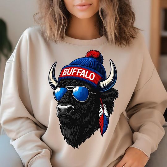Discover Buffalo Football Hoodie and Sweatshirt, Retro Sports Fan Crewneck, Trendy Game Day Apparel, Buffalo Football Mom Shirt, Outfit Gift for Fans