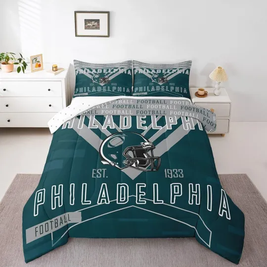 Football Bedding Set Boys Girls Queen Philadelphia Bedding Set