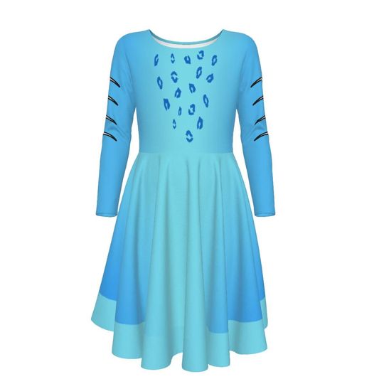 Kid's Long Sleeve Twirl Dress - Derpy Tiger Demon Hunter KPop Costume