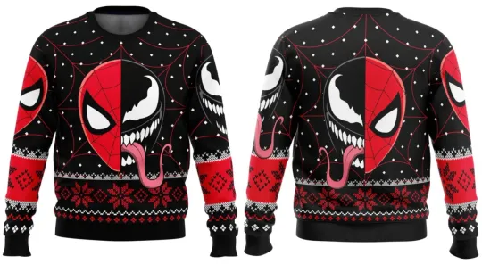 Christmas Spider-man Venom Marvel Comics Ugly Christmas Heavy Freece Sweater