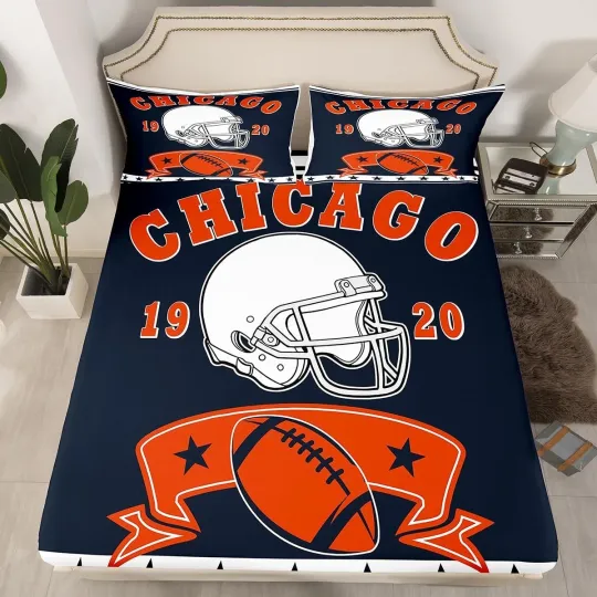 Discover Kids Football Full Bedding Set Rugby Ball Game Fitted Sheet, American Footbal...