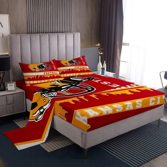 Discover Football Bed Sheets Set Full Football Fans Sheet Set for Kids American Footba...