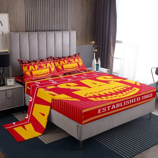 Discover Football Rugby Player Theme Bed Sheets Set 3D Football Team Color Sheets, Coo...