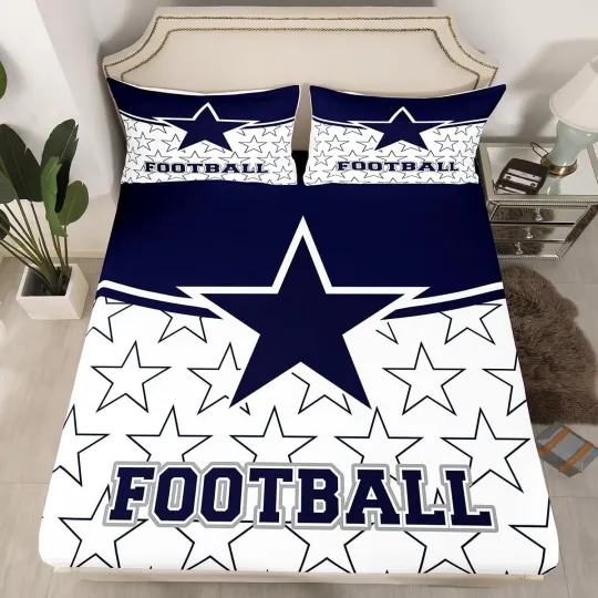 Discover American Football Kids Fitted Sheet Queen Size,Rugby Football Sports Games Be...