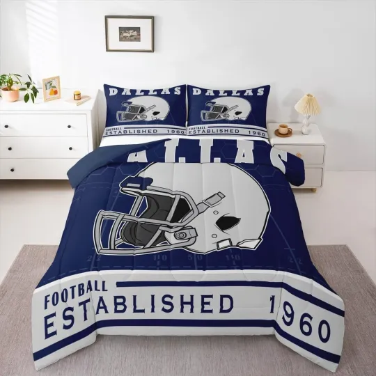 Discover Football Queen Comforter Set for Kids Boys Girls,Rugby Bedding Set for Footba...