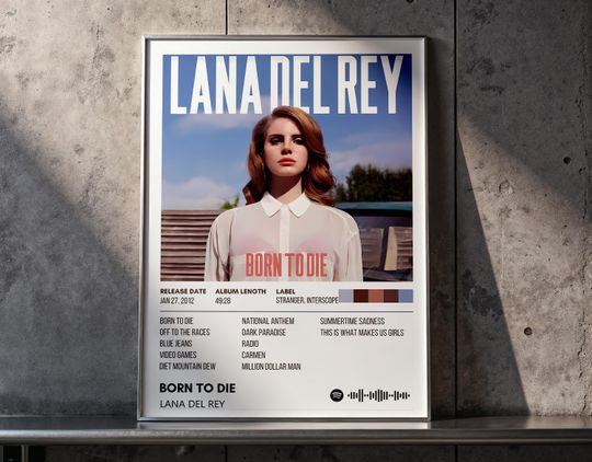 Lana Del Rey Born To Die Poster, Coquette Wall Art, Sad Girl Aesthetic Print