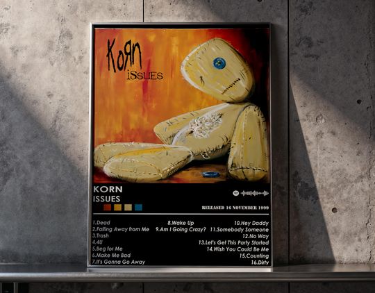 Korn Issues Album Poster, Nu Metal Wall Art, 90s Grunge Print, Gift for Metalhead