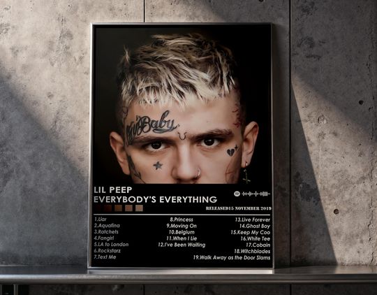 Lil Peep Everybody's Everything Poster, Emo Rap Wall Art, Sad Boy Aesthetic Print