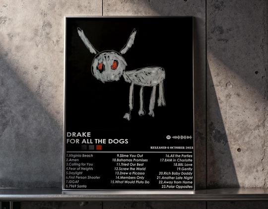 Drake For All The Dogs Poster, Modern Hip-Hop Wall Art, Urban Decor Print