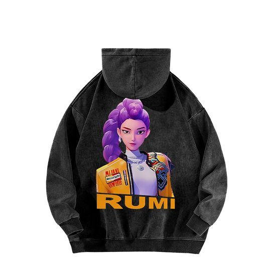 Discover K-Pop Demon Hunters Rumi Printed Pullover Hoodie Casual Vintage Long Sleeved Hooded Sweatshirt Men Women's Autumn Tops