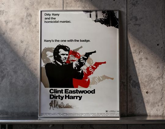 Discover Dirty Harry 1971 Movie Poster Print, Gritty 70s Neo-Noir Wall Art, Clint Eastwood Fan Gift
