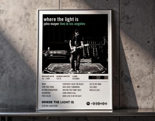 Discover Where The Light Is By John Mayer Album Poster | Music Wall Art Print | Guitarist Poster