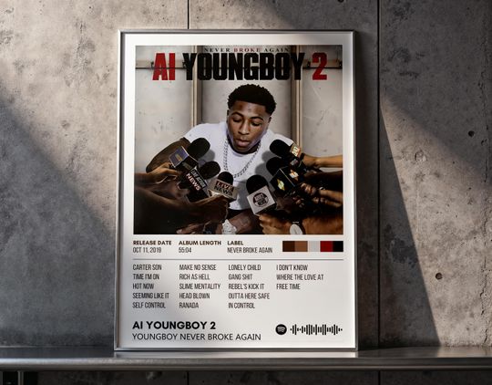 Discover AI YoungBoy 2 Album Inspired Poster | Vintage Rap Wall Art | Hip Hop Music Decor