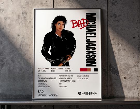 Discover Bad Album Inspired Poster | Vintage Pop Art Print | 80s Music Wall Decor