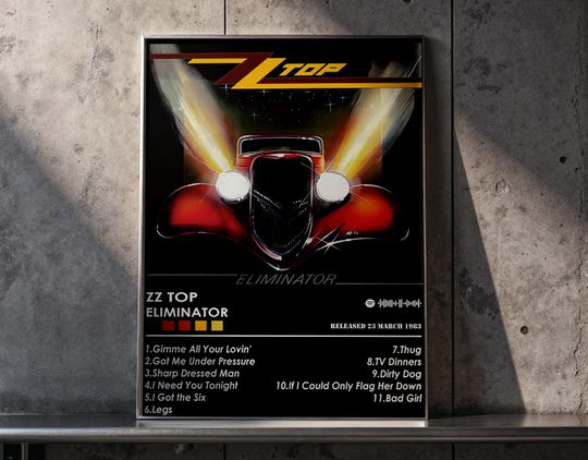 ZZ Top Poster | Eliminator Album Cover Print | Classic Rock Wall Art