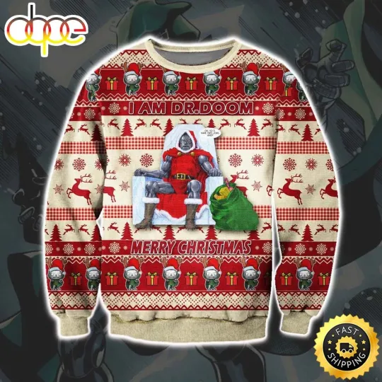 Doctor Dooom Marvel Ugly Christmas Sweater Unisex Knit Sweater
