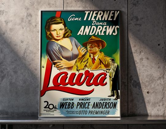 Discover Laura 1944 Vintage Movie Poster | Otto Preminger Classic Film Print