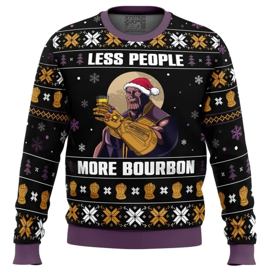 Discover Marvel Less People More Bourbon Ugly Christmas Sweater Festive Gift for Comic Fa