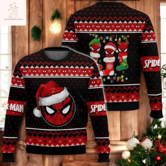 Discover Disney Marvel Spider-Man Christmas Sweater, Funny Ugly Xmas Sweatshirt, Superher