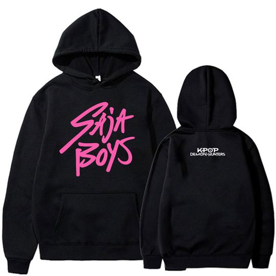 KPop Demon Hunters Saja Boys Logo Print Hoodies Men Women Fleece Casual Oversized Sweatshirts Fashion Hip Hop Harajuku Pullovers