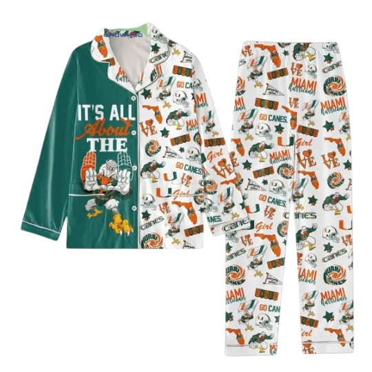 Discover Miami Hurricanes Girl Loves Canes Polyester Pajamas Set