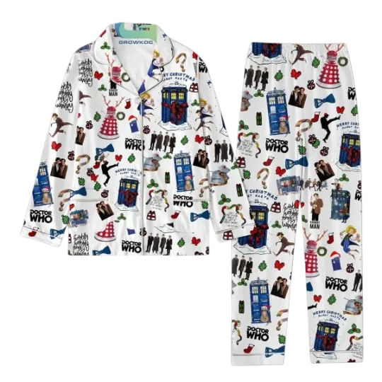 Doctor Who Merry Christmas Planet Earth Pajamas Set for Adults