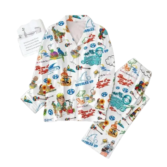 Jimmy Buffett Blame It On Buffett Holiday Pajamas Set