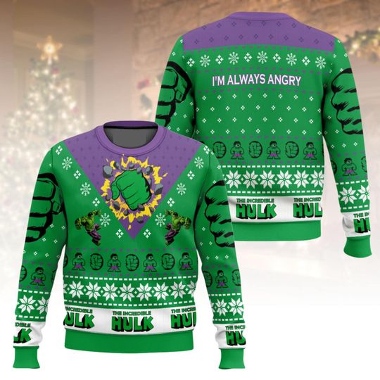 Discover Hulk Ugly Christmas Sweater, Incredible Hulk Xmas Sweater, Marvel Hero Ugly Sweater, Green Superhero Sweater, Christmas Gift