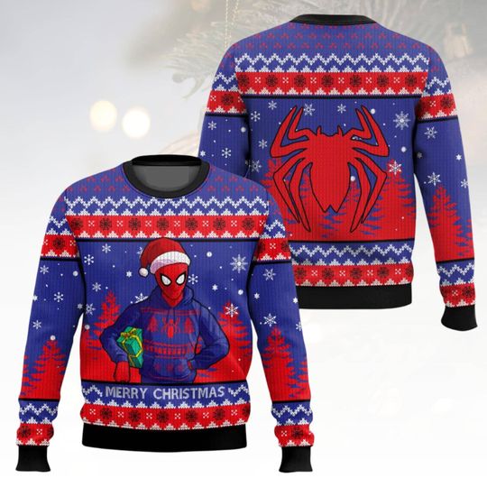 Discover Marvel Christmas Ugly Sweater, Spider-Man Holiday Sweater, Superhero Christmas Sweater For Men And Women, Xmas Holiday Gift