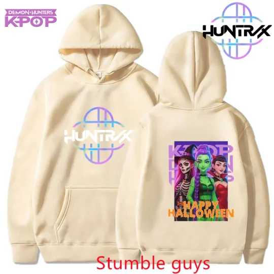 Discover Women Men Demon Hunters Kpop Hoodie Ribbed Cuff Winter 2026 Anime Cartoon Warm Trendy Sweatshirt Casual Sportswear