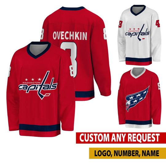 Discover Personalized Washington Hockey Jersey, Washington Jersey For Men With Your Team Name, Alexander Ovechkin Fan Hockey Jersey