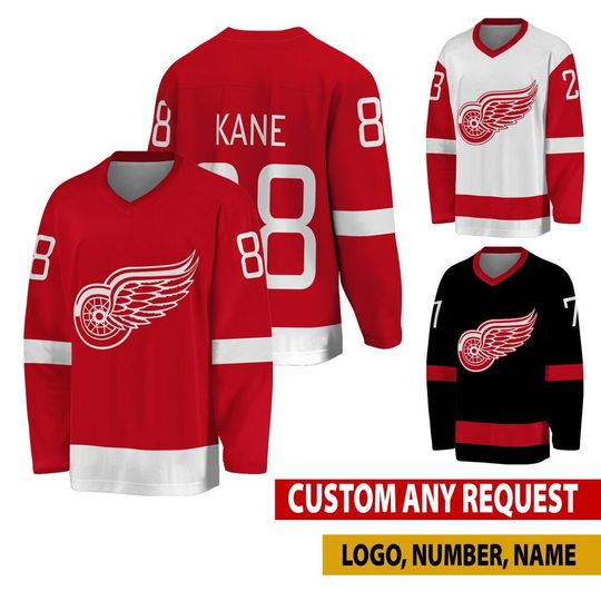 Discover Personalized Detroit Red Wings Hockey Jersey, Detroit Jersey For Men With Your Team Name, Patrick Kane Fan Hockey Jersey