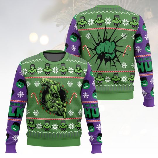 Marvel Christmas Ugly Sweater, Hulk Holiday Sweater, Superhero Christmas Sweater For Men And Women, Xmas Gift