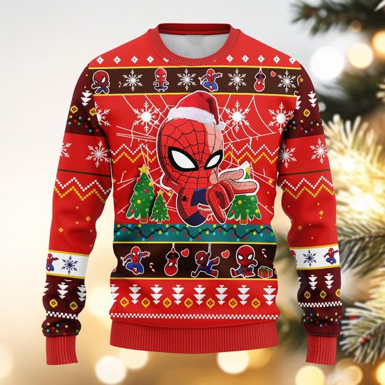 Discover Christmas Spiderman Sweater, Spiderman Ugly Sweater, Spiderman Ugly Christmas Sweater, Spiderman Xmas Sweater, Spiderman Shirt