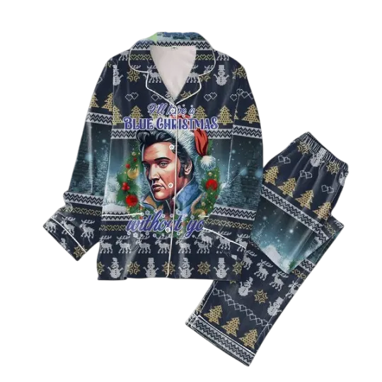 Discover Elvis Presley Blue Christmas Pajamas Set for Adults