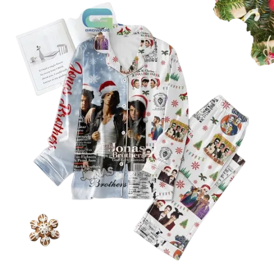 Jonas Brothers Merry Christmas God Girls Guitars Pajamas Set