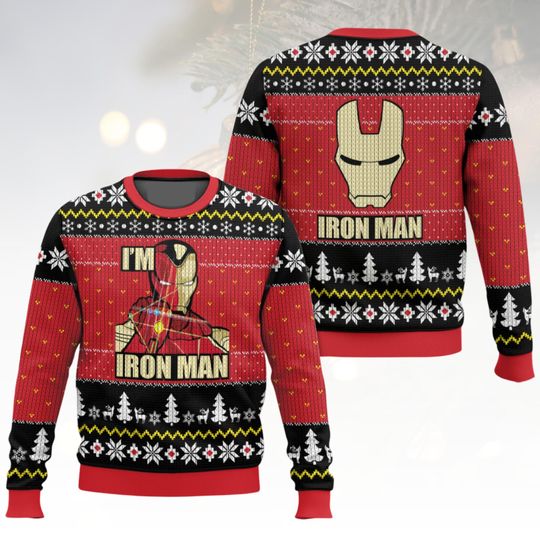 Iron Man Christmas Ugly Sweater, Superhero Holiday Sweater, Movie Sweater For Men And Women, Xmas Gift