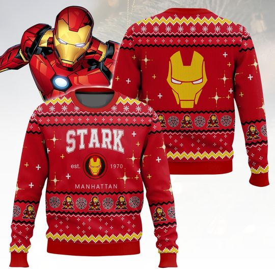 Iron Man Christmas Ugly Sweater, Stark Holiday Sweater, Marvel Christmas Sweater For Men And Women, Xmas Gift
